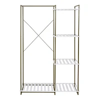 Honey Can Do Olive & White Freestanding Open Metal Closet Wardrobe