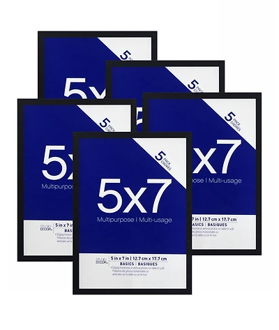 5 Pack Basics 5" x 7" Black Multipurpose Tabletop Frames by Studio Décor®