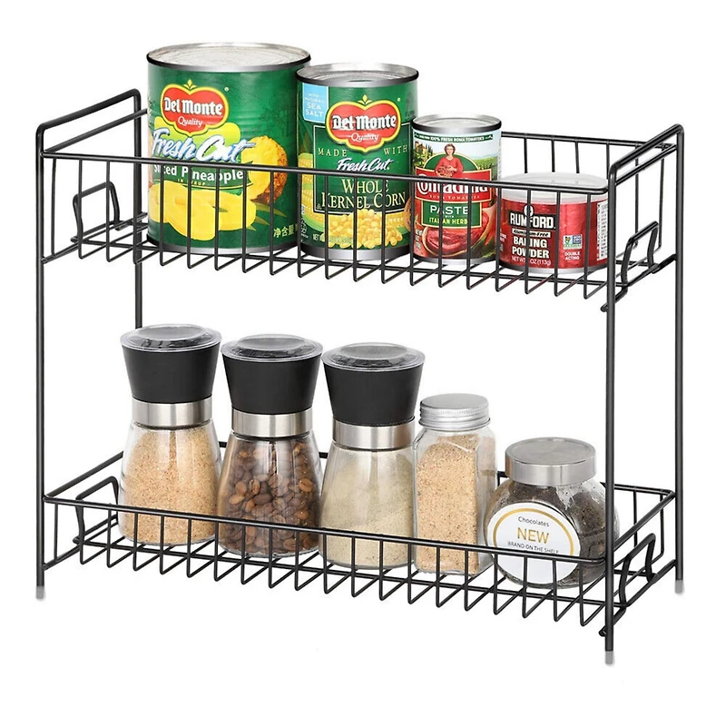 NEX™ 2-Tier Black Kitchen Countertop Spice Rack Organizer