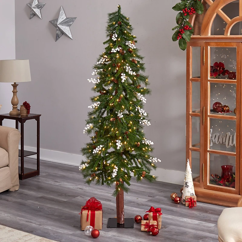 6ft. Pre-Lit Alpine Artificial Christmas Tree, Warm White LED Lights
