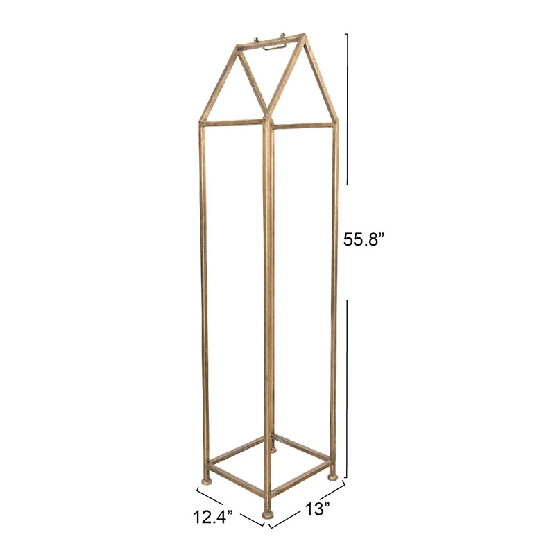 Hello Honey® 55.8" Gold Finish Metal House-Shaped Fire Wood Holder with Handle