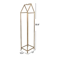 Hello Honey® 55.8" Gold Finish Metal House-Shaped Fire Wood Holder with Handle