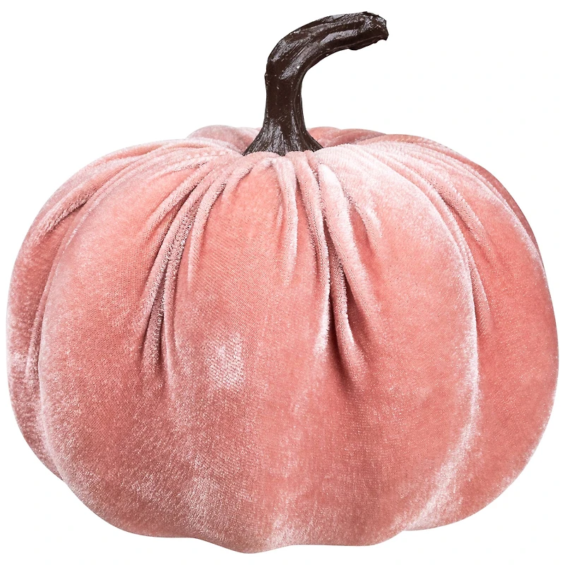 6.25" Pink Velour Pumpkin Fall Harvest Decoration