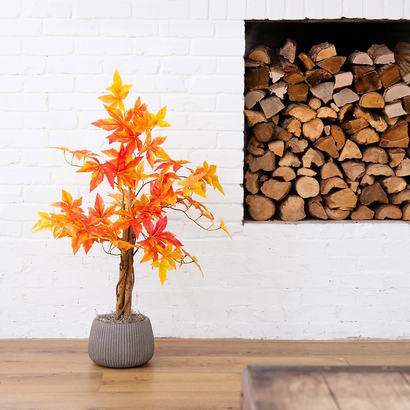 3ft. Deluxe Potted Artificial Autumn Maple Tree