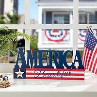 Glitzhome® 14" Wide America the Beautiful Tabletop Décor