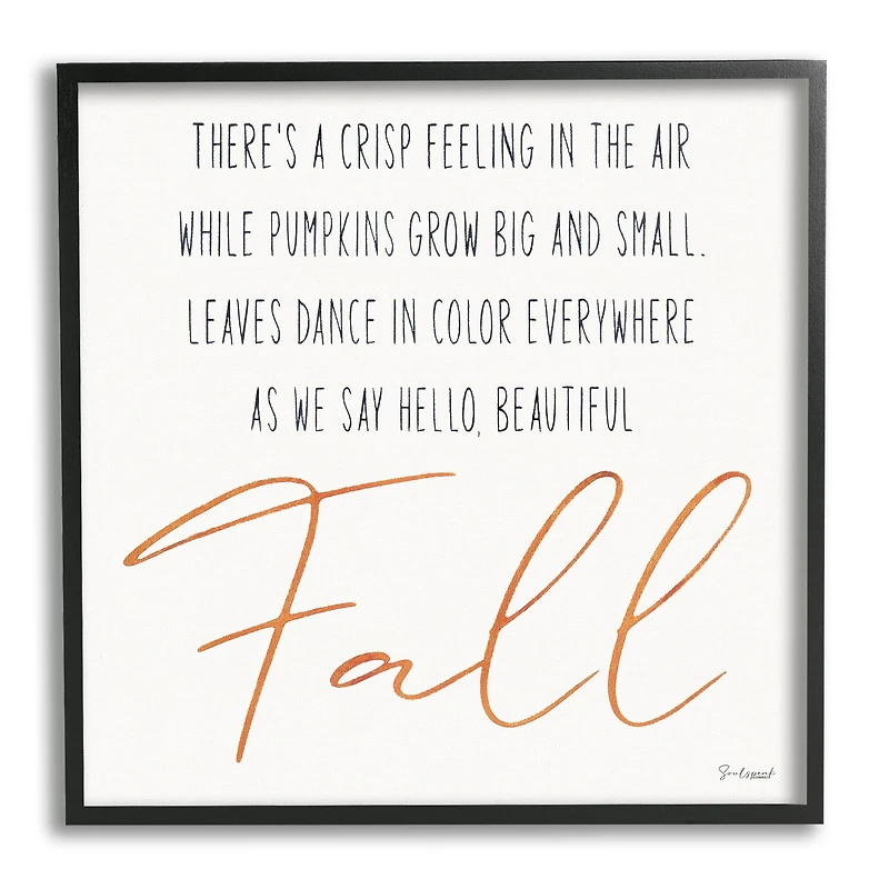 Stupell Industries Hello Beautiful Fall Uplifting Rhyme Framed Giclee Art