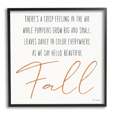 Stupell Industries Hello Beautiful Fall Uplifting Rhyme Framed Giclee Art