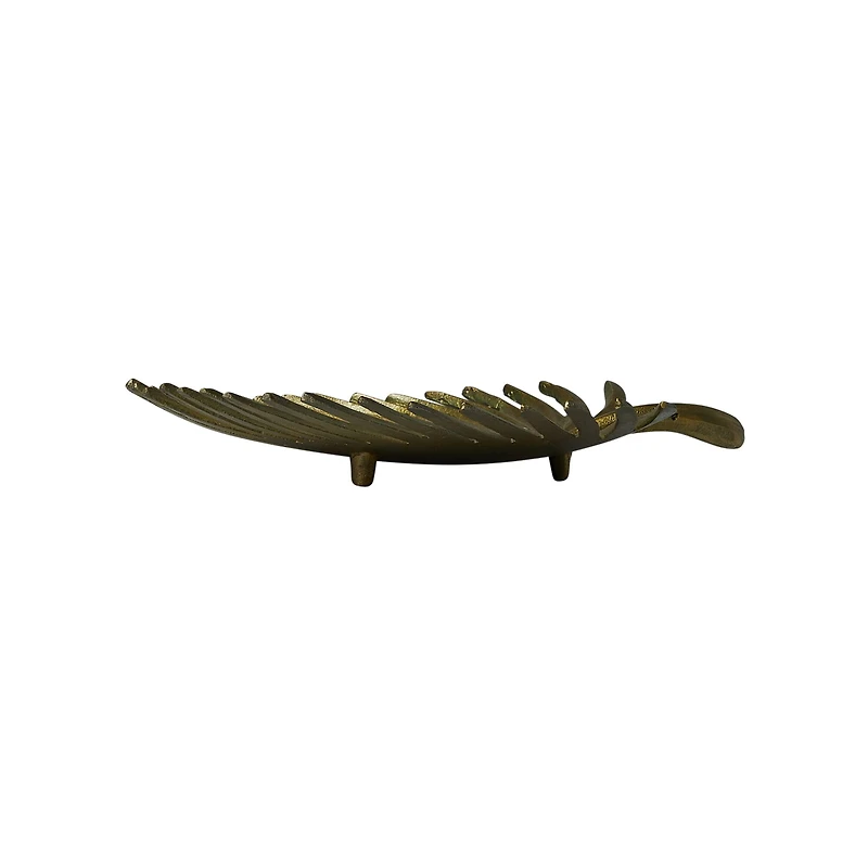 Hello Honey® 13" Antique Gold Finish Decorative Aluminum Palm Frond Tray
