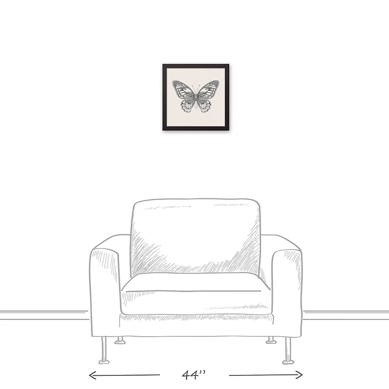 Butterfly Ink 13.73" x 13.73" Black Framed Canvas