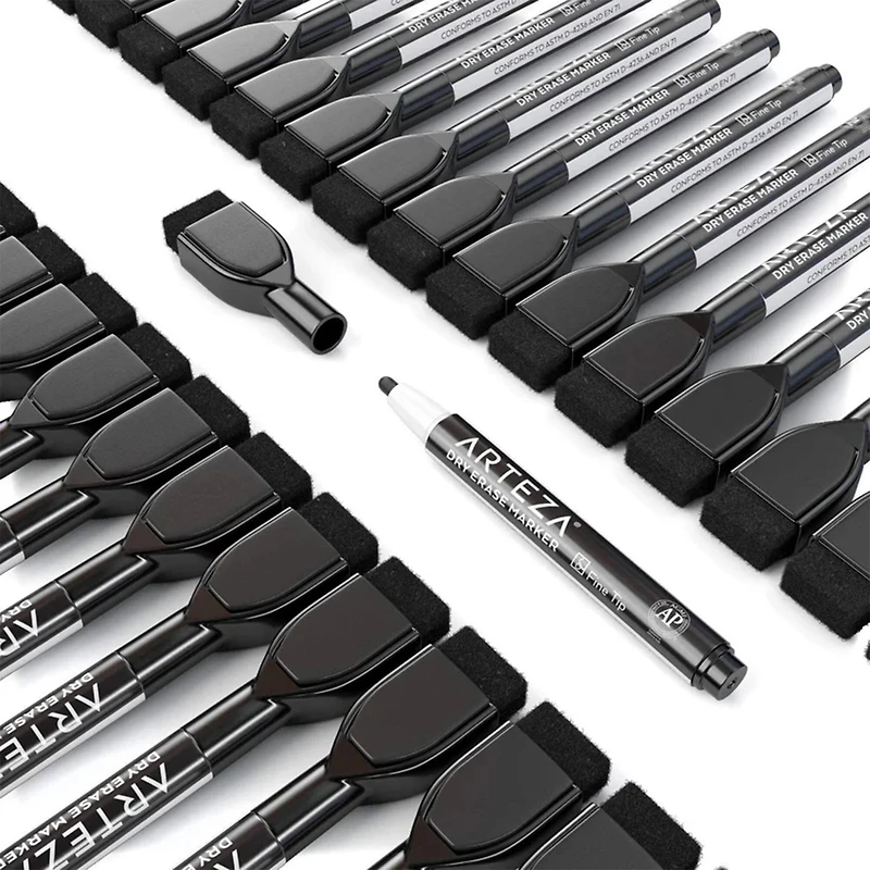 Arteza® Black Fine Tip Magnetic Dry Erase Markers, 36ct.