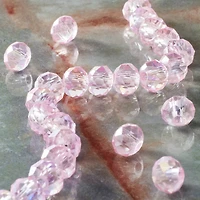 Pink Faceted Large Hole Glass Rondelle Beads by Bead Landing