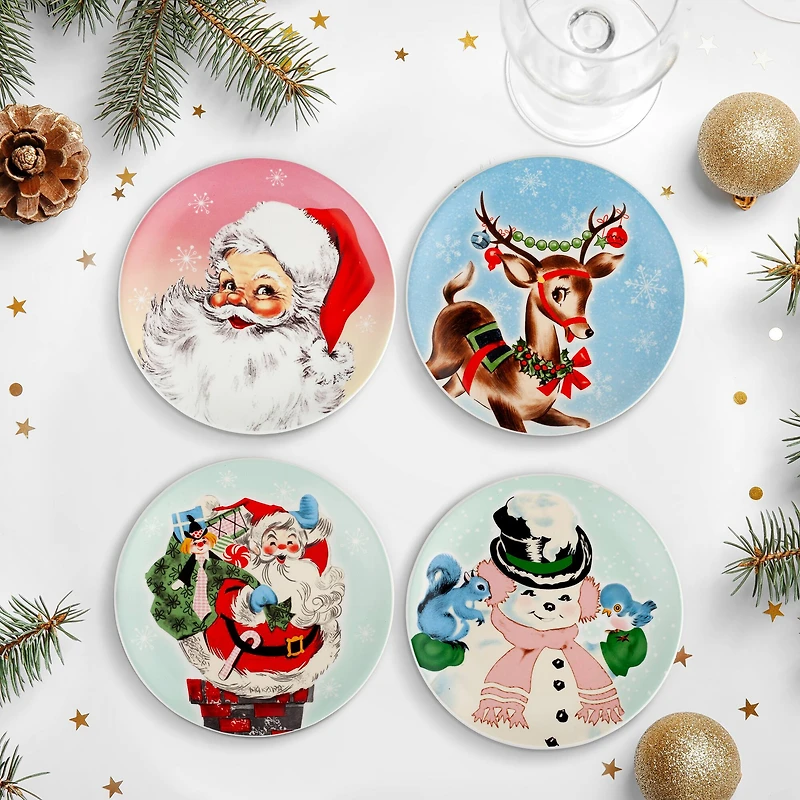 8" Pastel Holiday Ceramic Plate Set
