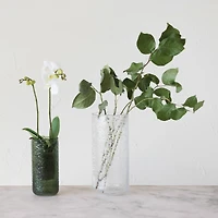 Hello Honey® 9" Green Seeded Glass Hurricane Vase