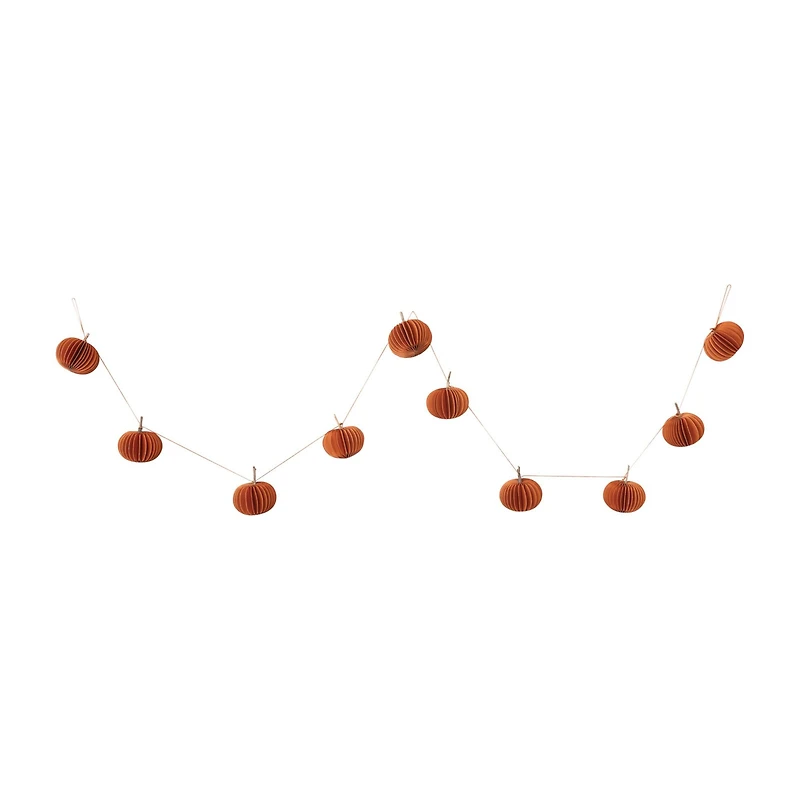 Hello Honey® 6ft. Orange Paper Folding Honeycomb Pumpkin Garland