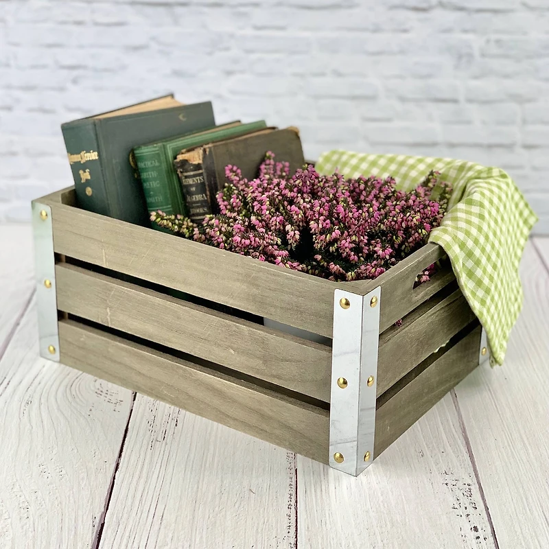 ArtSkills® 13" Rustic Wooden Crate with Metal Edges, 2ct.