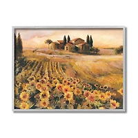 Stupell Industries Italian Villa Autumn Yellow Sunflower Field in Gray Frame