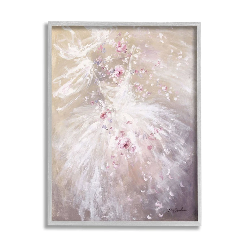 Stupell Industries Abstract Prairie White Dress Dancing Pink Roses Framed Wall Art