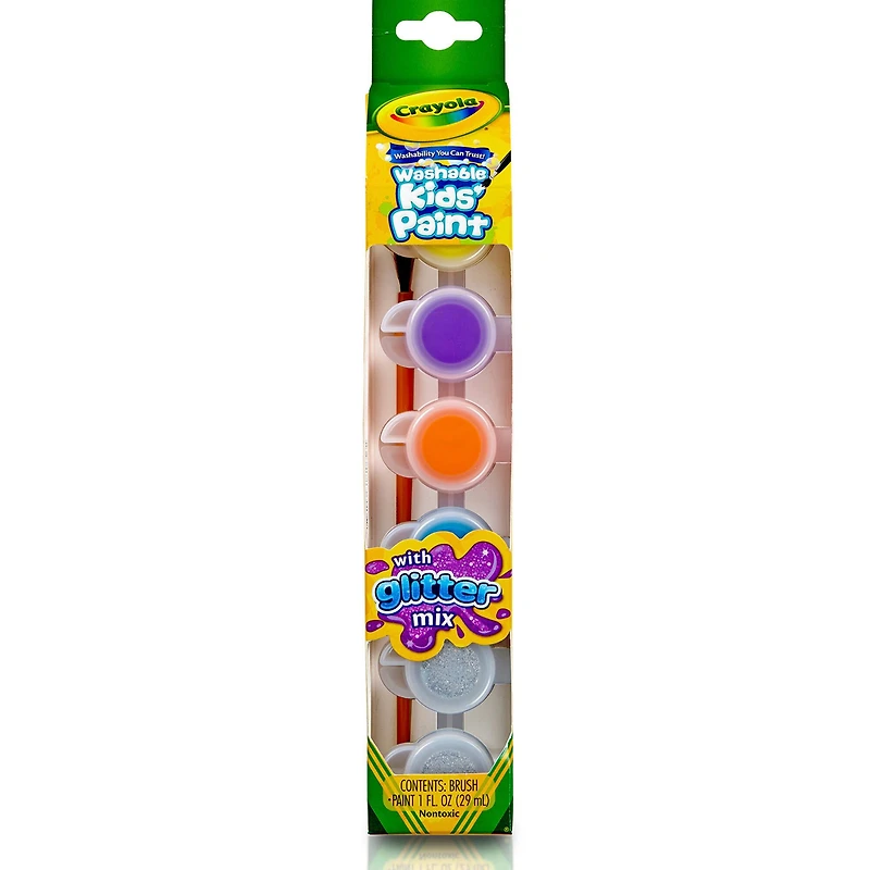 Crayola® Glitter Effects Washable Kids' Paint Pots, 12 Packs of 6