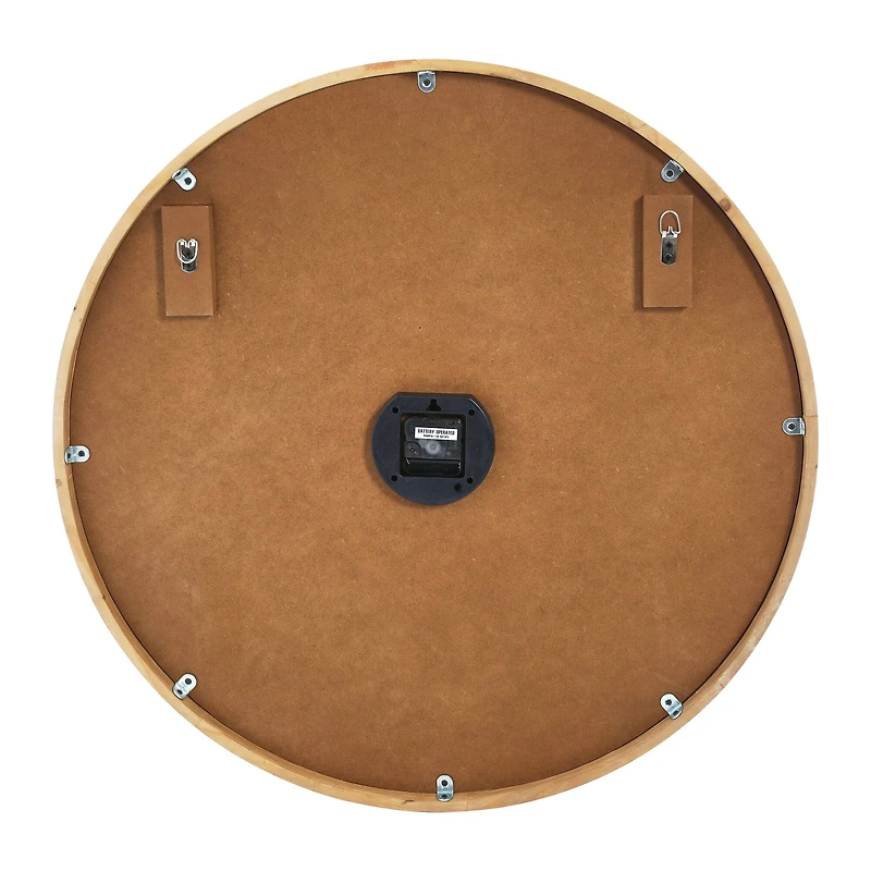 Hello Honey® 29" Round Natural Wood and Metal Wall Clock