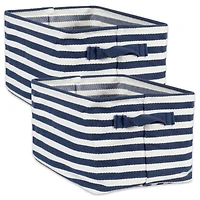 DII® French Blue & White Herringbone Striped PE-Coated Cotton Laundry Bins
