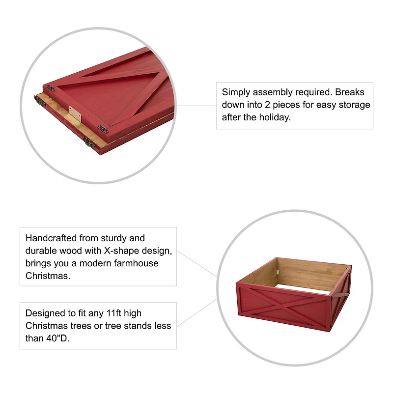 Glitzhome® 32" Red Wooden Tree Collar