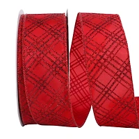 JAM Paper 2.5" x 50yd. Wired Christmas Diamonds Crisscross Value Ribbon