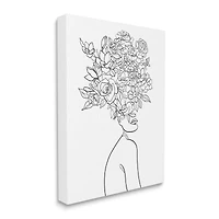 Stupell Industries Slouching Woman Elegant Bouquet Hair Minimal Linework Canvas Wall Art