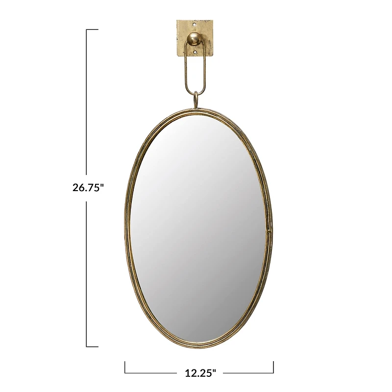 Hello Honey® Antique Gold Oval Metal Wall Mirror with Bracket