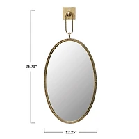 Hello Honey® Antique Gold Oval Metal Wall Mirror with Bracket
