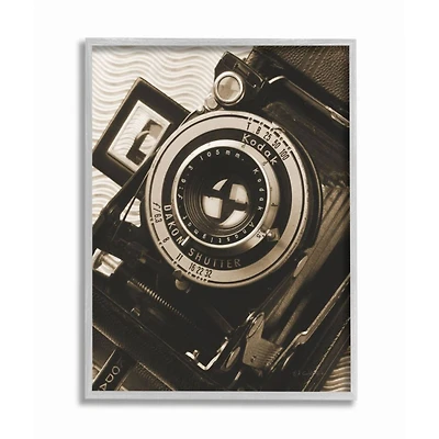 Stupell Industries Vintage Camera Sepia Photograph Gray Framed Wall Art