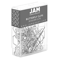 JAM Paper Silver Butterfly Clips, 2 Packs of 20