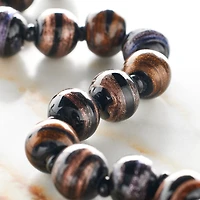 12 Pack: Black & Amber Lampwork Glass Beads, 10mm by Bead Landing™