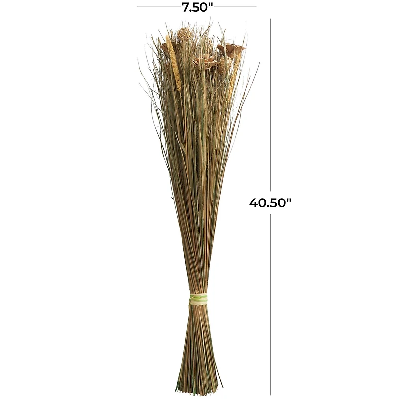 41" Brown Dried Plant Floral Bouquet Grass Natural Foliage with Deco Ball Accents