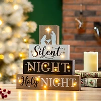 Glitzhome® 12" LED Lighted Nativity Block Word Sign