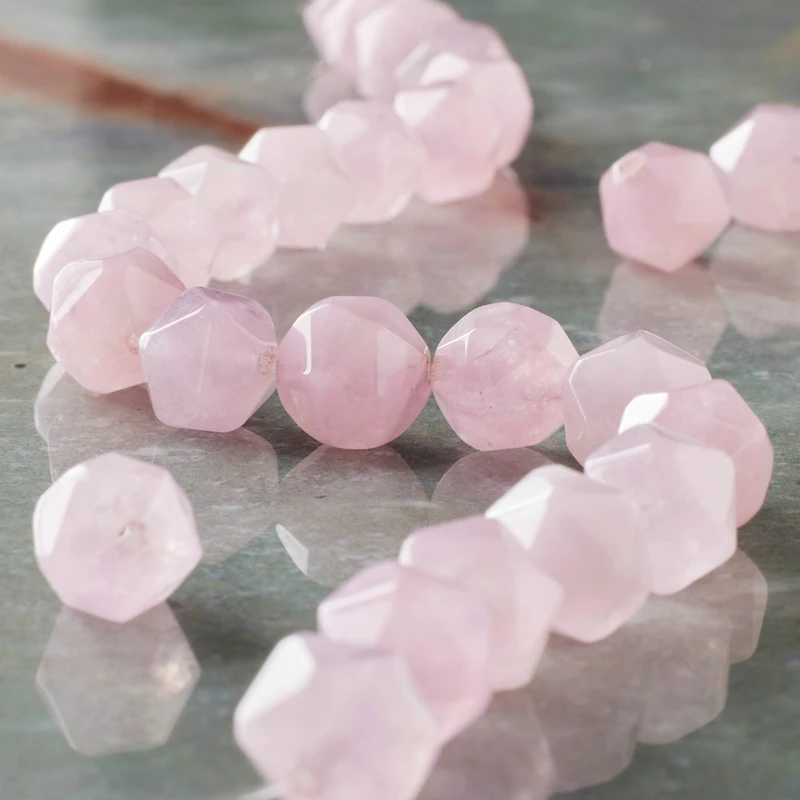 12 Pack: Rose Quartz Faceted Star Cut Beads, 10mm by Bead Landing™