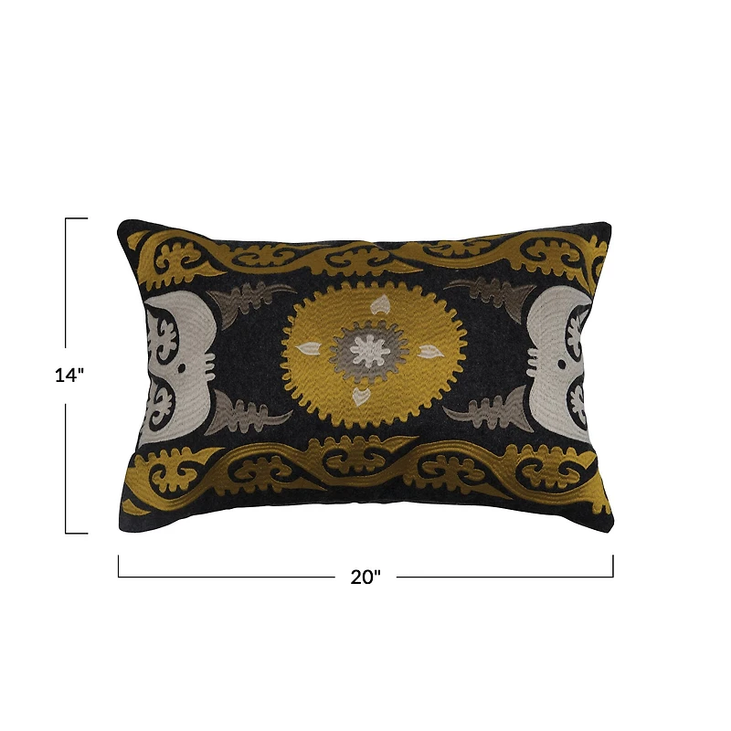 Hello Honey® Wool Blend Embroidered Lumbar Pillow