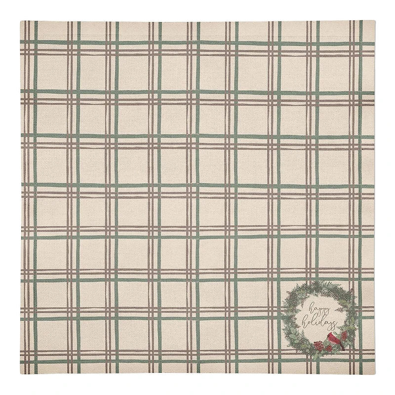 Happy Holidays Plaid Cotton Twill Napkin