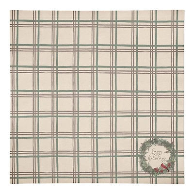 Happy Holidays Plaid Cotton Twill Napkin