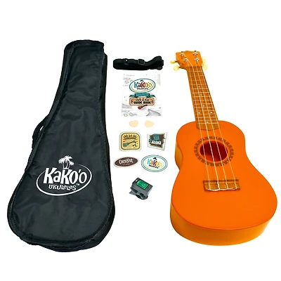 Salus KaKo'o 21" Sunrise Orange Professional Wooden Ukulele Set