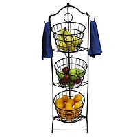 6 Pack: 4ft. Black Wire 3-Tier Basket with Removable Tilted Baskets