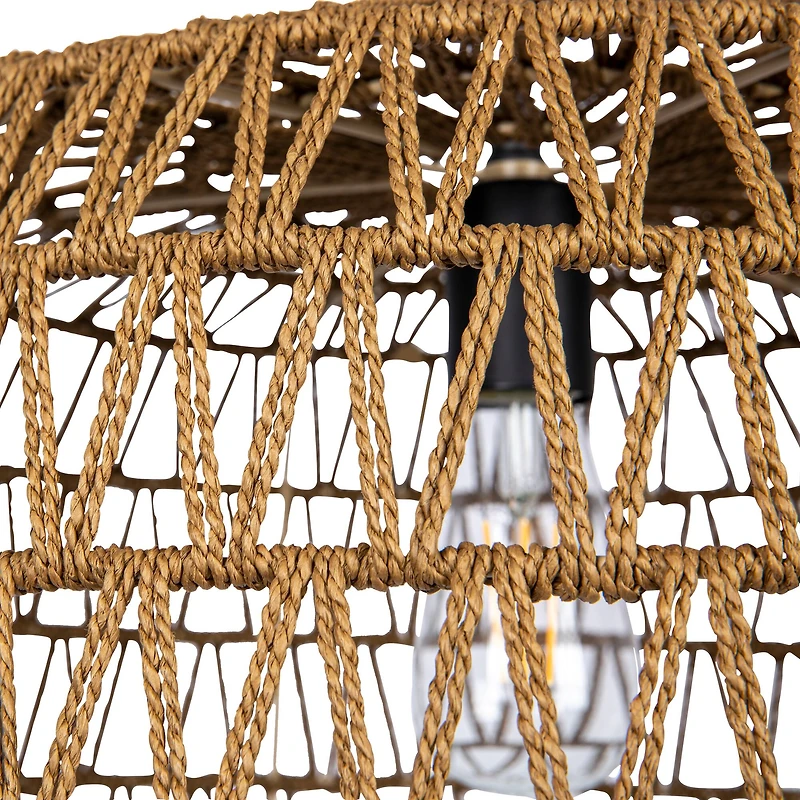 Hello Honey® 19.5" Boho Open Weave Metal and Paper Rope Ceiling Light