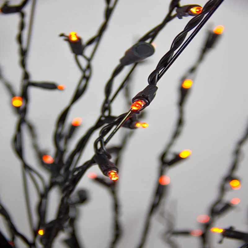 9ft. Orange LED Lighted Halloween Cascade Twig Tree