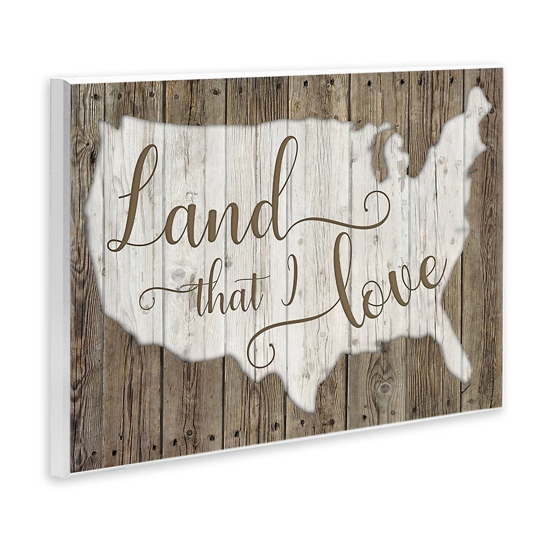 Stupell Industries Land I Love United States Map Rustic Background Wall Plaque Art