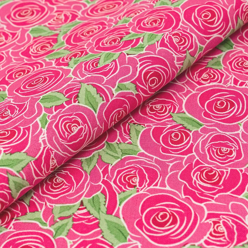 SINGER Packed Pink Roses Cotton Fabric