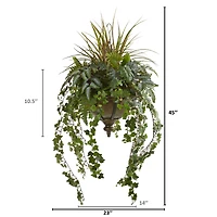 3.7ft. Ivy & Mixed Greenery Artificial Plant in Hanging Metal Bowl