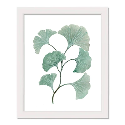 Green Gingko White Framed Print Wall Art