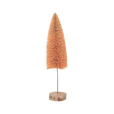 Hello Honey® 12" Peach Bottle Brush Tree with Wood Base