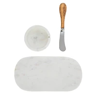 Hello Honey® White Marble Cheese Board Set with Bowl & Knife