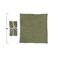 Hello Honey® Large Green Stonewashed Linen Cocktail Napkin Set