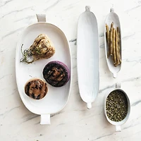 Hello Honey® 13.25" Long White Stoneware Dish with Reactive Glaze